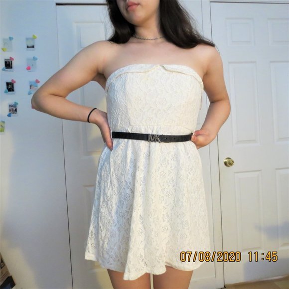 strapless cream summer dress - Picture 3 of 4